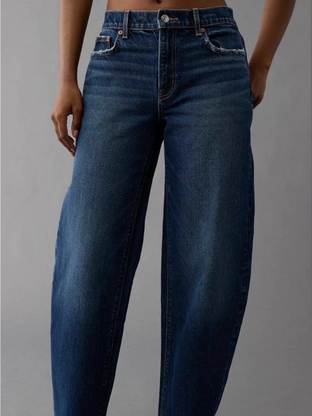 American Eagle Outfitters Dark Blue High-Rise Wide Leg Jeans